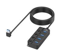 LLHCF 4 Port USB 2.0 Data Splitter Adapter With Individual Power Switches Fast Speed Easy Connection USB Converter