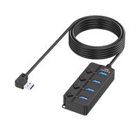 LLHCF 4 Port USB 2.0 Data Splitter Adapter With Individual Power Switches Fast Speed Easy Connection USB Converter