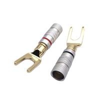 LLHCF 4mm Gold Plated Banana Fork Shape Loudspeaker Wire Connector For Precise Auditory Tests 2PCS