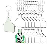 LLHCF 90 Pieces Acrylic Blanks Set for Making Keychain Cow Ear Acrylic Ornament Blanks for Key Rings with Chain Jump R Clear Acrylic Keychain Blanks