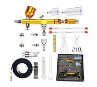 LLHCF Airbrushing Kits Double Action Airbrushing With 0.2/.3/.5mm Needle Nozzle Set And Gravitational Feed Fluid Cup Air Brush Lightweight For Automotive Painting