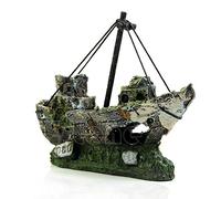 LLHCF Aquarium Sunken Ship Decorations Resin Ship Cave Fish For Ornaments Betta For Accessories For Hermit C