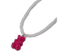 LLHCF Bear Pendant Necklace Beaded Necklaces Dopamine Bear Pendant Choker Resin For Woman Girls Teens Choker