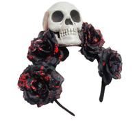 LLHCF Bloody Witch Costume Hair Hoop Day Of The Dead Dark Blood Skull Hair Styling For Live Show Headband For Carnivals