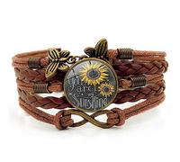 LLHCF Braided Cuff Bracelets Multi-Layer Leather Wristband Bangle You are My Sunshine Bracelets Fashion Jewelry for Girl Teen Multi-Layer