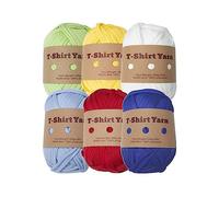 LLHCF Colorful T-shirt Yarn Knitting Yarn Polyester Fabric Strips For Weaving And Sewing Crocheting Project (6-Pack)
