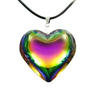 LLHCF Crystal Heart Shape Necklace Glass Pendant Necklace Colorful Clavicle Chain Jewelry For Women Girl Teen Unique Ornaments Heart Necklace For Couples