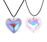 LLHCF Crystal Heart Shape Necklace Glass Pendant Necklace Colorful Clavicle Chain Jewelry For Women Girl Teen Unique Ornaments Heart Necklace For Couples