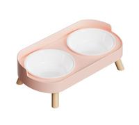 LLHCF Double Bowl Elevated Pet Dining Station Splash Proof Design Ergonomic Height Cats Feeder Dish For Eating Habits Elevated Cats Dog Double Bowl Feeders