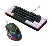 LLHCF Ergonomic Wire Keyboard Set With Low Noise Key Multiple Systems Compatibility For Work And Entertainment