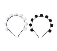 LLHCF Furry Devil Headband For Kids Halloween Pompoms Theme Parties Dark Dark Headband With Colorful Tinsel Garland