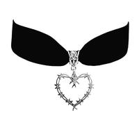 LLHCF Gothic Velvets Choker Necklace For Women Girls Barbed Wire Thorns Heart Choker Collar Necklace Vintage Goth Jewelry