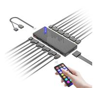 LLHCF PC Fan Controller Double 10 Port 12V 4Pin/ARGB 5V 3Pin Connection Adapter With Power Supply Port