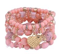 LLHCF Resin Stretchable with Vintage Heart Crystal Pendant and Swing Tassels Ornaments Ethnic Stretch Charm