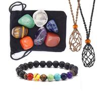 LLHCF Retro Woven Natural Stone Pendant Net Pocket Hollow Handmade Necklace Men Women The Same Yoga Stones