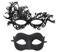 LLHCF Set Of 2 Elegant Party Accessory Luxurious His And Hers Half Face For Costume And Themed Event Masquerades