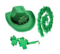 LLHCF Shamrock Cowboy Hat Scarf Costume For StPatrick Day Holiday Headdress Irish National Day Celebration Props