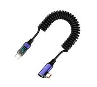 LLHCF Spring Coiled USB C Data Cable Charging Cord PD100W Quick Charging With Digital Display Stretchable 35cm~180cm Digital Display Cable