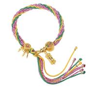 LLHCF Traditional Tibetan Styles Handwoven with Green Tara and Wealth God Designs for Everyday Casual Daily Wear Luck Charm