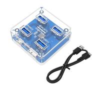 LLHCF Transparent USB Hub 4-Port USB Power Adapter Dock USB3.0 5Gbps With MicroUSB Port Power Supply