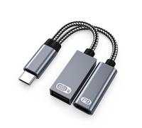 LLHCF Type C To USB Adapter & Charges Cable Aluminum 2 In 1 Splitter Supports 60W Charging For Phone Tablet Portable USB