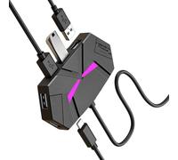 LLHCF USB 2.0 Adapter 7 Port Multiple Function Featuring Reinforced Cable Desktop LED Decoration For PC Keyboards USB Hub With LED Lighting