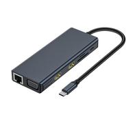 LLHCF USB C Docking Station Double Monitors 12 In 1 USB C Display Multiple Adapter With VGA Card Reader 4 USB3.0 Port