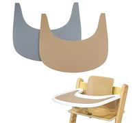 LLHQAMT 2 x Silicone High Chair Placemats (Grey/Brown) | Clean and hygienic, suitable for Stokke Tripp Trapp highchair