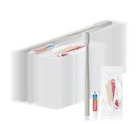 LLHQAMT - Disposable Toothbrushes with Toothpaste and Care Kit Suitable for Travel, Home, Camping, Grey and White