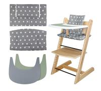 LLHQAMT High Chair Cushion, Soft and Comfortable Seat Cover with 2 Pieces High Chair Placemat, Makes Baby Sitting More Comfortable (Grey Star)
