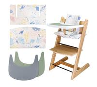 LLHQAMT High Chair Cushion, Soft & Comfortable Baby Seat Cover with 2-Piece High Chair Placemat, Tripp Trapp Baby Cushion, Sea Animals Pattern