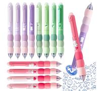llikknve 12Pcs Blue Erasable Pens, Erasable Gel Pens,0.5mm Rub Out Pens with Rubbers On The End，Retractable & Soft Grip,Use in School Office, Notes Taking
