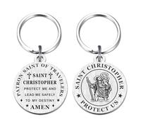 llikknve 2 Pcs St Christopher, St Christopher Keyring of Double Sided Design, Travel Keyring for Safe Travels Saftey, Protection Gifts