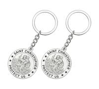llikknve 2Pcs St Christopher Keyring, St Christopher for Car, New Car Accessories, Personalized Keychains, Gifts for Friends and Family, Wishing You A Safe Journey, for Men and Women