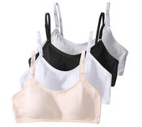 llikknve 4 Pack Girls Sports Bra,Teen Bras with Adjustable Strap&Fixed Bust Pad,Bralette,Training Crop Tops for Teenage Girls for 10-16 Years