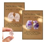 llikknve 4 Pcs Cute Rose Quartz Penguin Healing Crystal Gifts, Rose Quartz Penguin, Peng-uin Gifts for Boyfriend Girlfriend Wife Husband Friendship(Pink, Purple)