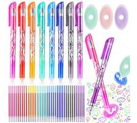 llikknve 8 Pcs Erasable Gel Pens, Smooth Writing, Rub Out Pens for School, Office, Sketching and Painting, with 40 Refills and 3 Erasers