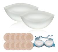 llikknve Chicken Fillet Bra Inserts Pads,1 Pair Transparent Silicone Bra Inserts Push Up with 10 Nipple Covers,Instant Lift for Bikini Swimsuits & Evening Wear Off-white