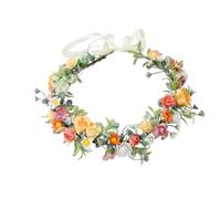 LLinfflr Fairy Flower Crown Woodland Headband Elf Floral Headpiece Hair Wreath Elven Circlet for Women Girls Bridal Wedding Prom Halloween Cosplay Photo Props