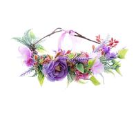 LLinfflr Wedding Floral Crown Girl Floral Headband Hair Wreath Flower Headpiece Halo Boho with Ribbon Party Prom Photos Purple