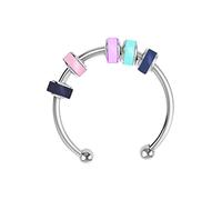LLINthy 1/3x Unisex Delicate Rings With Flat Colorful Beads Worry Anxieties Stress Relief For Unisex Teen Girls Adjustable