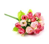 LLINthy 15 For Head Rose Fake Silk Flower Leaf Artificial Home Wedding Decor Bridal Bouq Flower Girl Basket And Bearer Pillow Set