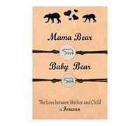 LLINthy 2 Pcs Promise Bear Charm Pendant Rope Chain Distance Braided Bracelets For Mom Son Sisters Best Matching Bracelets For Best Couples Sisters Boy And Girl