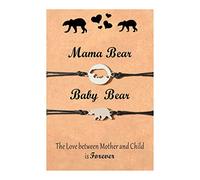 LLINthy 2 Pcs Promise Bear Charm Pendant Rope Chain Distance Braided Bracelets For Mom Son Sisters Best Matching Bracelets For Best Couples Sisters Boy And Girl