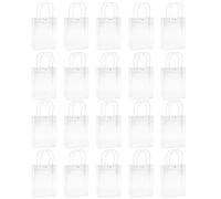 LLINthy 20pcs Clear PVC Bag with Handle Reusabled Transparnt Wrap/Shopping Bag for Wedding Candy Bag Dessert Retail