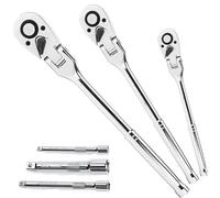 LLINthy 3. Professional 6-Piece Ratcheting Wrench Set 1/4-1/2Inch Drive Flexible Head High Torque 72Tooth Mechanism for Car Repairs Tooth Ratchet Wrench Kit