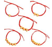 LLINthy 5Pcs Redness Weave Bracelets Adjustable String Hand Chains With Dragon Pendant Handcrafted Drawable Wrist Chain For Ladies Adjustable String Hand Chains