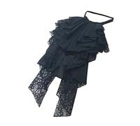 LLINthy Adjustable Jabot Neckpiece Tiered Ruffle Lace False Collar Shirt Front Necktie For Pirate Victorian Theme Party Outfits Gothic Costume Collar