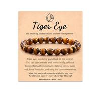 LLINthy Beaded With Card Natural Gemstones Beads Bangle For Happiness And Strength Adjustable Wristchain Jewelry