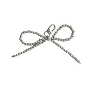 LLINthy Beautiful Silver Bowknot Accessory Stylish Beaded Silver Bowknot Phone Charm For Students And Professional Alloy Accessory